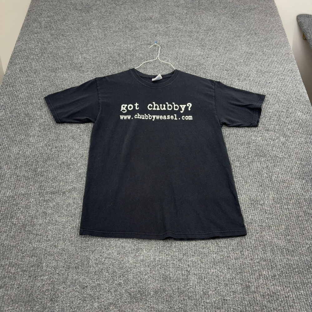 VTG T Shirt Mens M Black Cotton Got Chubby Graphic Short Sleeve Humor Streetwear